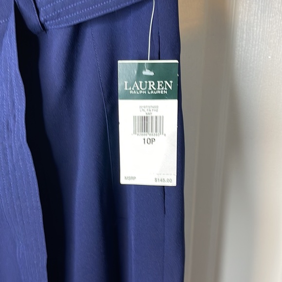 Women’s Lauren by Ralph Lauren navy blue Culottes pant NWT SZ 10P W/ tie belt - Picture 3 of 10